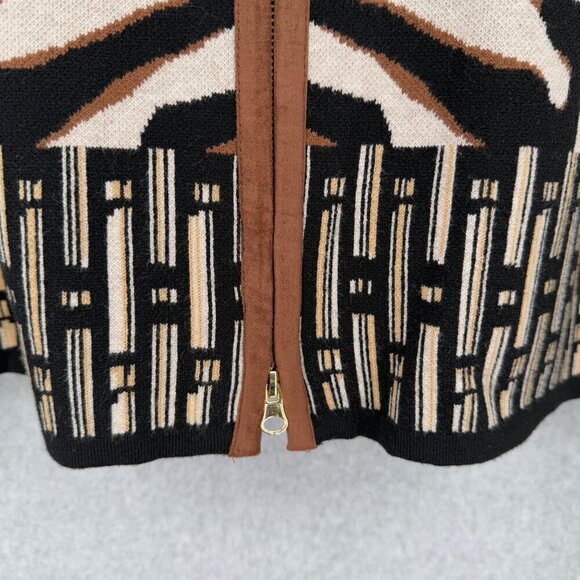 Chicos Mixed Print Faux Suede Trim Ruana Size XXS/XS Oversized Layer Sweater NEW - Picture 5 of 15